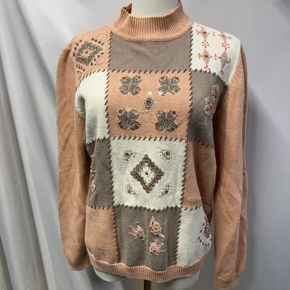 Vintage Alfred Dunner Patchwork Embroidered Sweater Womens PXL Grandma Momcore - Picture 2 of 12